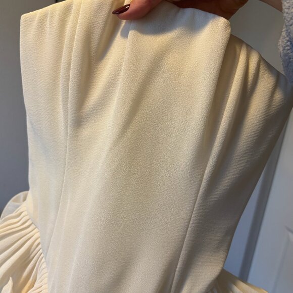 Bridal Mini Dress - Anthropologie Strapless Basque-Waist Ruffle-Hem Mini Dress - Picture 9 of 12